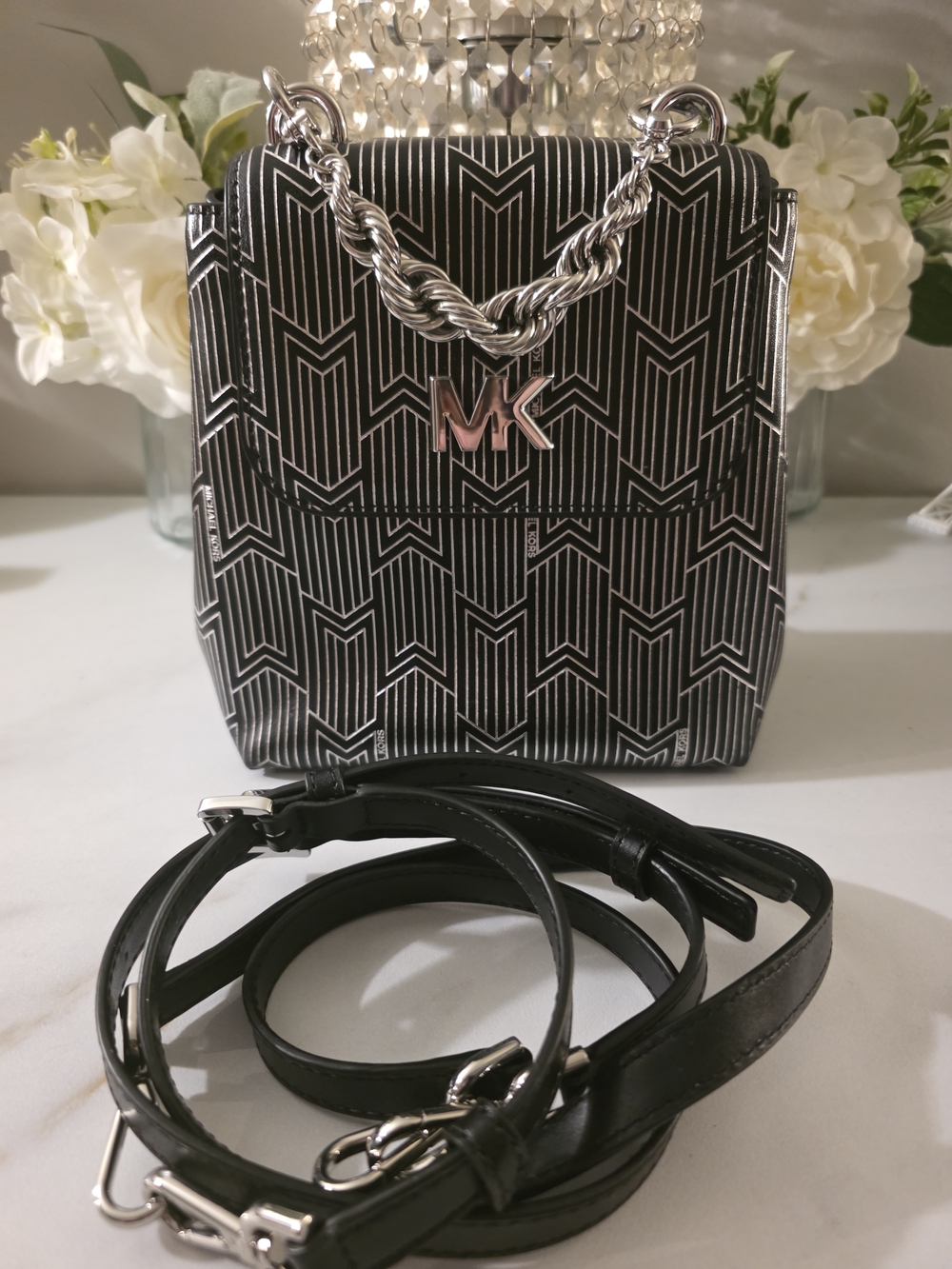 Michael Kors Black Patterned Crossbody Bag ( Premium Line )